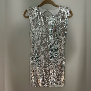 Vintage White and Silver Sequin Dress